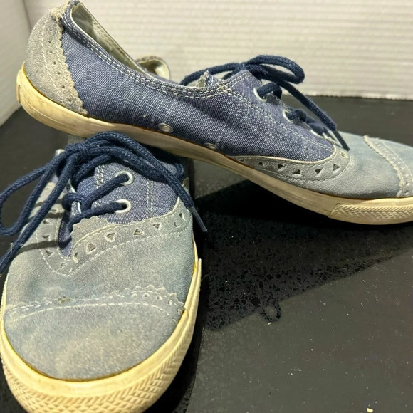 Converse All Stars Dainty Brogue Ox blue denim suede cutout scalloped low top 9 - Picture 3 of 5